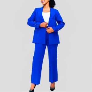 The Fashion Frenzy Wide Leg Pant Suit - Royal Blue
