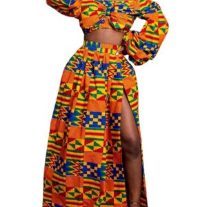 Slit Skirt Line Neck Top Open Shoulder Puff Sleeves Dress