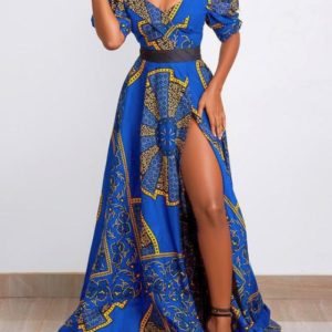 Off Shoulder African Long Slit Dress
