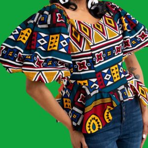 Sandra African Women Top: Puff Sleeve